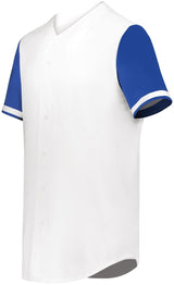 Augusta Sportswear Youth Cutter+ Full Button Baseball Jersey 6910 WHITE/ROYAL S