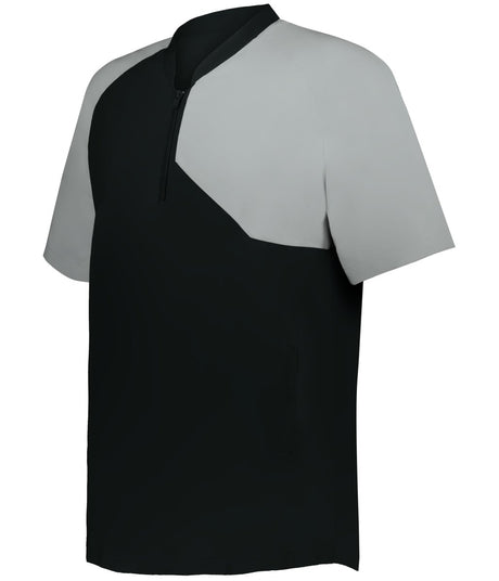 Augusta Sportswear YOUTH FIELD 1/4 ZIP SHORT SLEEVE PULLOVER 3JSS21Y BLACK/GREY (BA) S