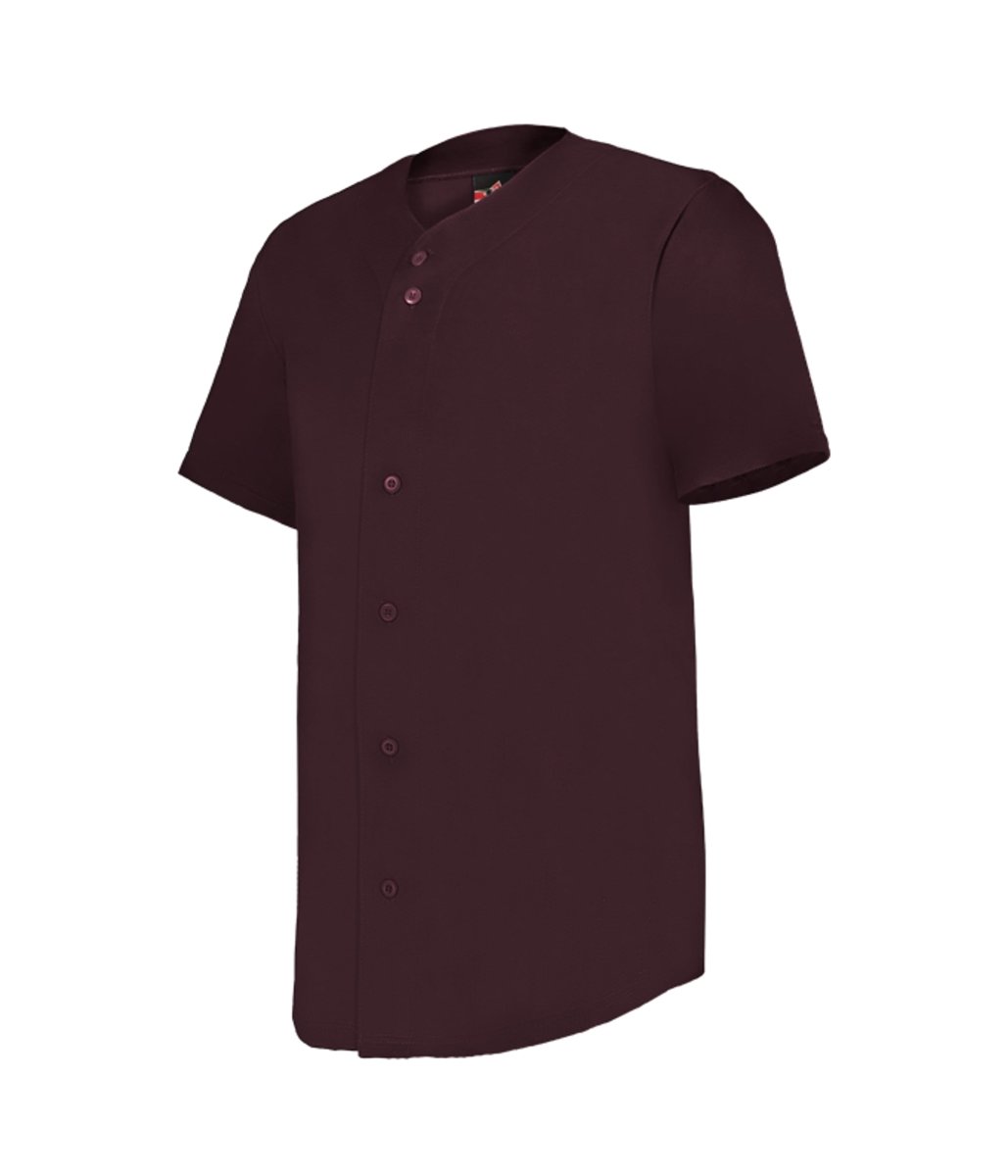 Augusta Sportswear YOUTH FULL - BUTTON LIGHTWEIGHT BASEBALL JERSEY 52MBFJY LIGHT MAROON (BA) S