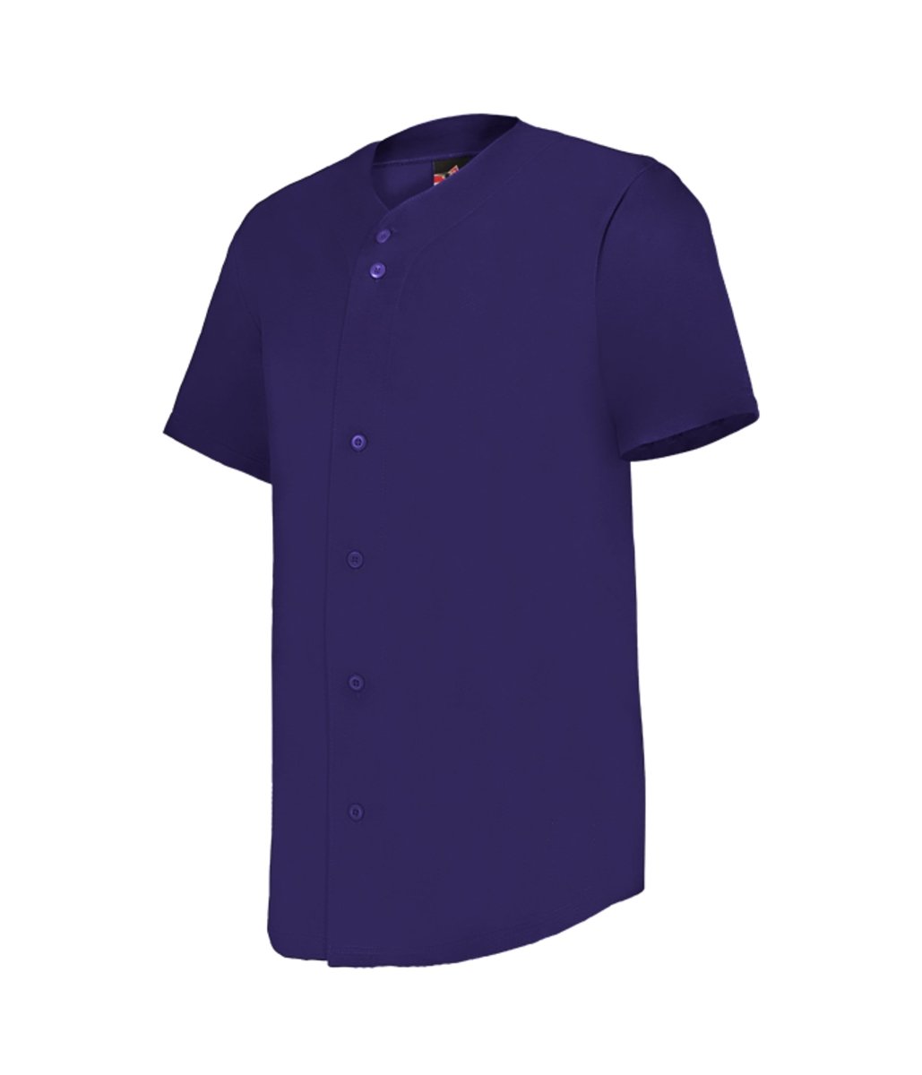 Augusta Sportswear YOUTH FULL - BUTTON LIGHTWEIGHT BASEBALL JERSEY 52MBFJY PURPLE (BA) S