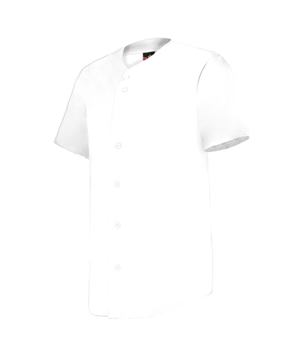 Augusta Sportswear YOUTH FULL - BUTTON LIGHTWEIGHT BASEBALL JERSEY 52MBFJY WHITE S
