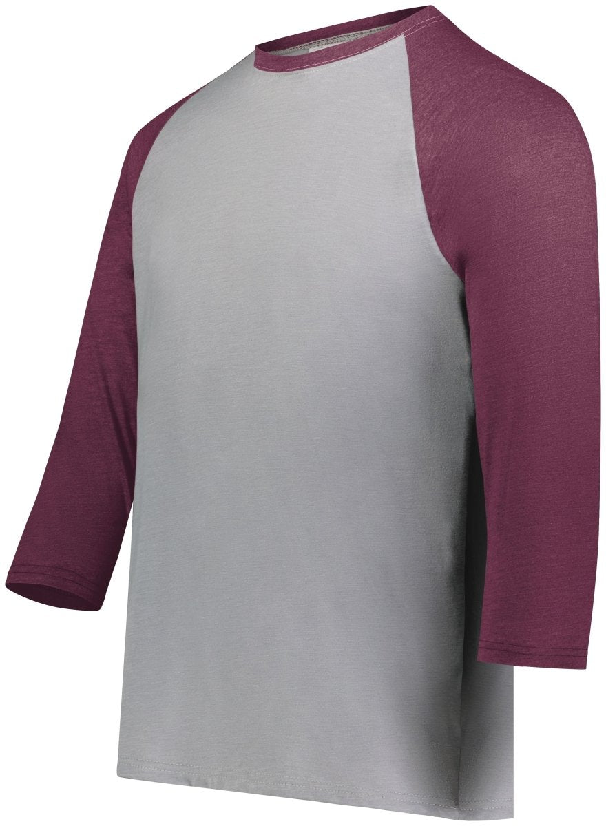 Augusta Sportswear Youth Gameday Vintage 3/4 Tee 6880 GREY HEATHER/MAROON HEATHER S