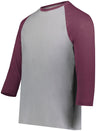Augusta Sportswear Youth Gameday Vintage 3/4 Tee 6880 GREY HEATHER/MAROON HEATHER S