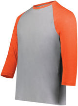 Augusta Sportswear Youth Gameday Vintage 3/4 Tee 6880 GREY HEATHER/ORANGE HEATHER S