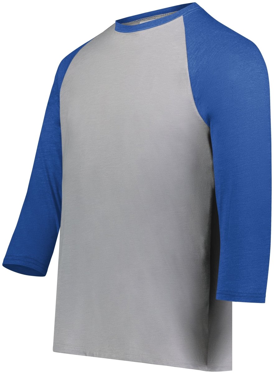 Augusta Sportswear Youth Gameday Vintage 3/4 Tee 6880 GREY HEATHER/ROYAL HEATHER S