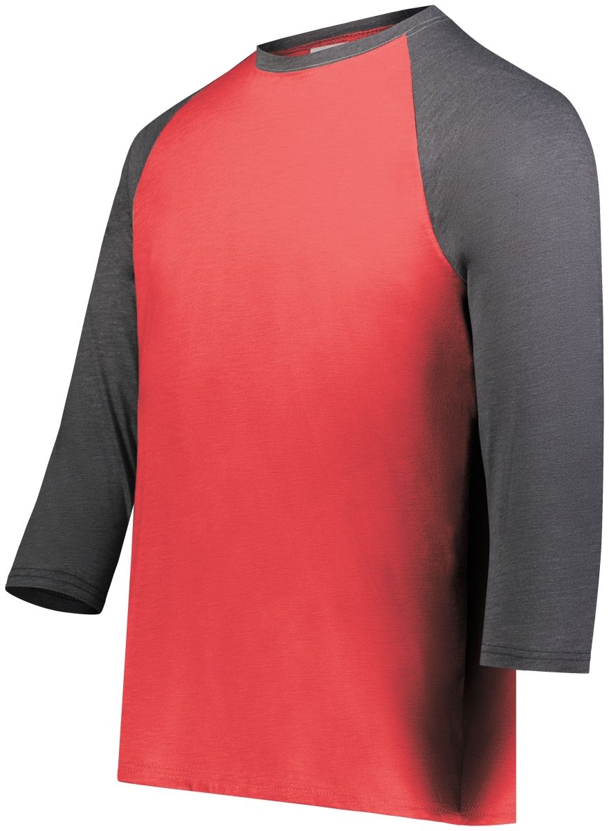 Augusta Sportswear Youth Gameday Vintage 3/4 Tee 6880 SCARLET HEATHER/CARBON HEATHER S