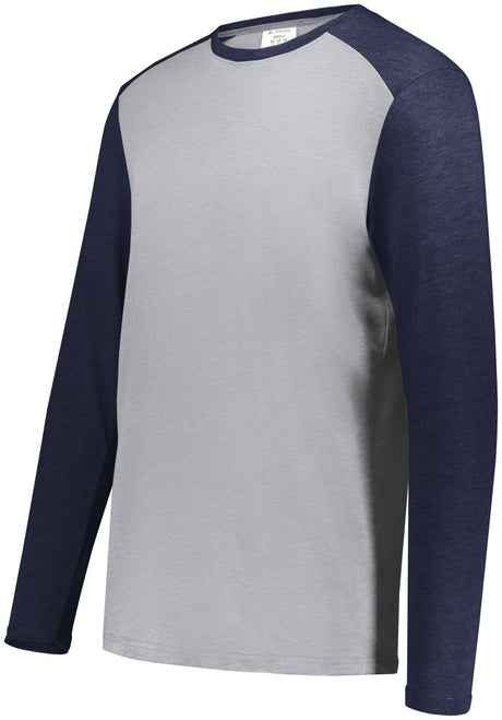 Augusta Sportswear Youth Gameday Vintage Long Sleeve Tee 6882 GREY HEATHER/NAVY HEATHER S