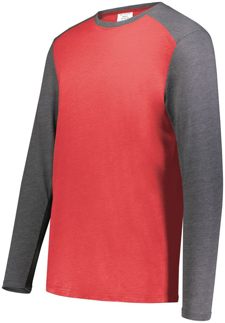 Augusta Sportswear Youth Gameday Vintage Long Sleeve Tee 6882 SCARLET HEATHER/CARBON HEATHER S