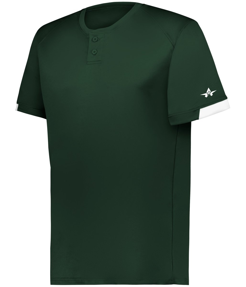 Augusta Sportswear YOUTH ON THE RISE TWO - BUTTON BASEBALL JERSEY 295000 FOREST/WHITE (BA) S