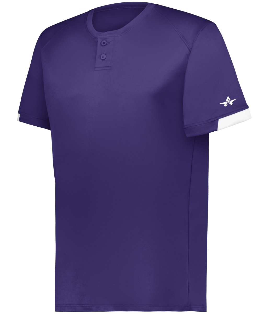 Augusta Sportswear YOUTH ON THE RISE TWO - BUTTON BASEBALL JERSEY 295000 PURPLE/WHITE (BA) S