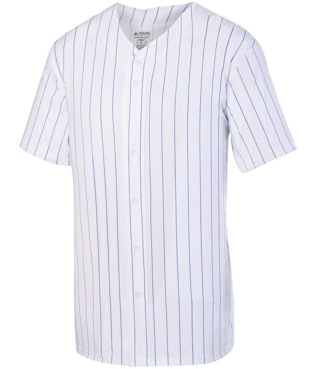 Augusta Sportswear Youth Pinstripe Full - Button Jersey 1686 WHITE/ROYAL S