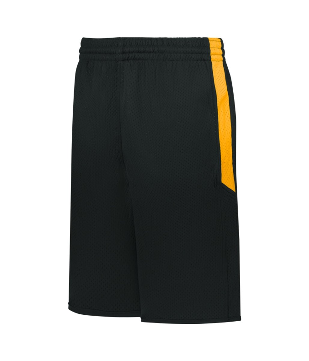 Augusta Sportswear YOUTH SINGLE - PLY REVERSIBLE BASKETBALL SHORTS 589PSPY BLACK/GOLD (BA) S