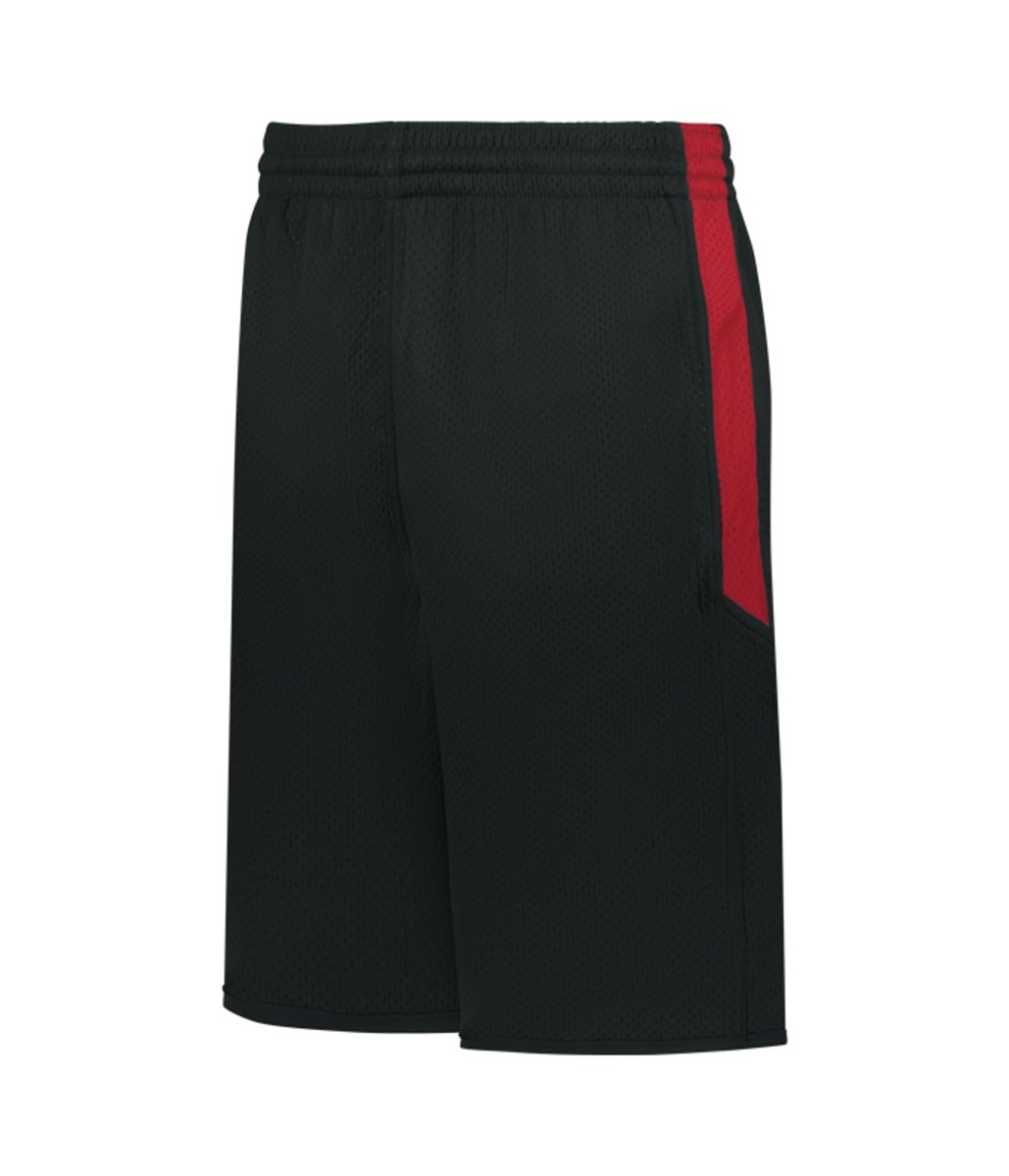 Augusta Sportswear YOUTH SINGLE - PLY REVERSIBLE BASKETBALL SHORTS 589PSPY BLACK/RED (BA) S