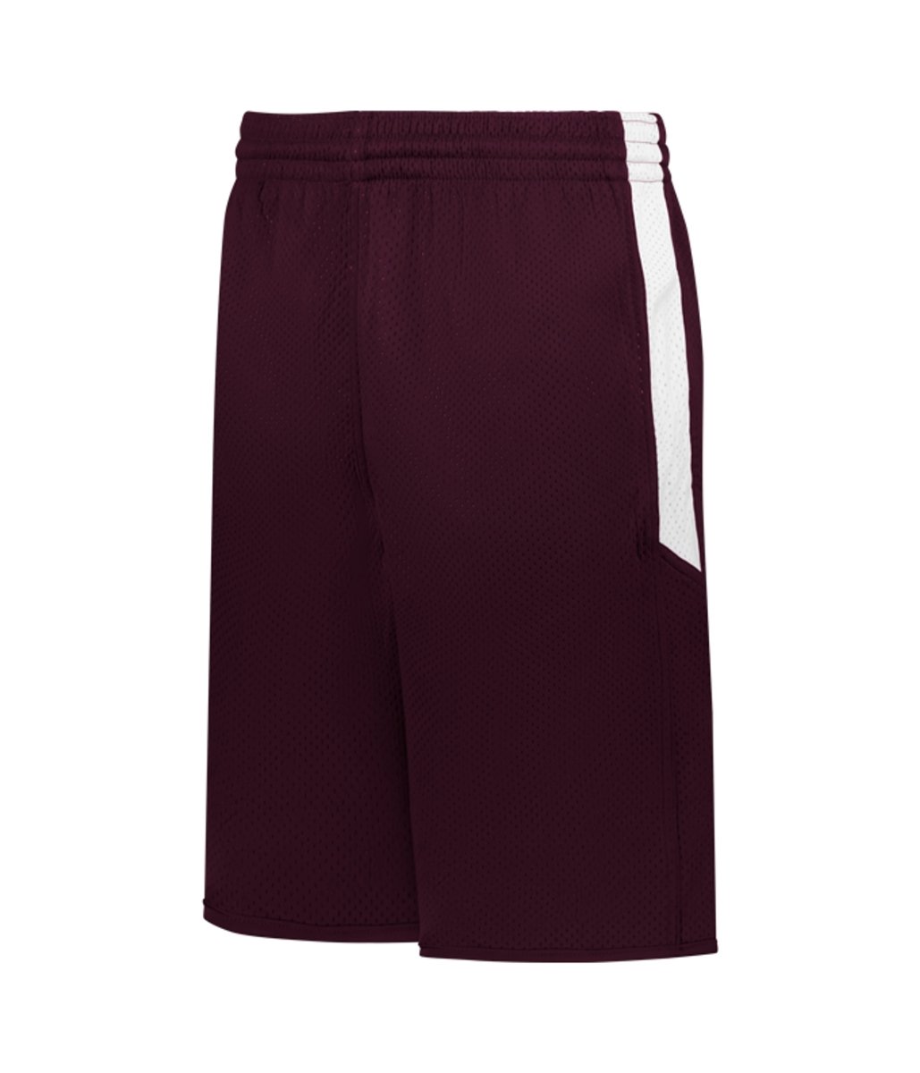 Augusta Sportswear YOUTH SINGLE - PLY REVERSIBLE BASKETBALL SHORTS 589PSPY LIGHT MAROON/WHITE (BA) S