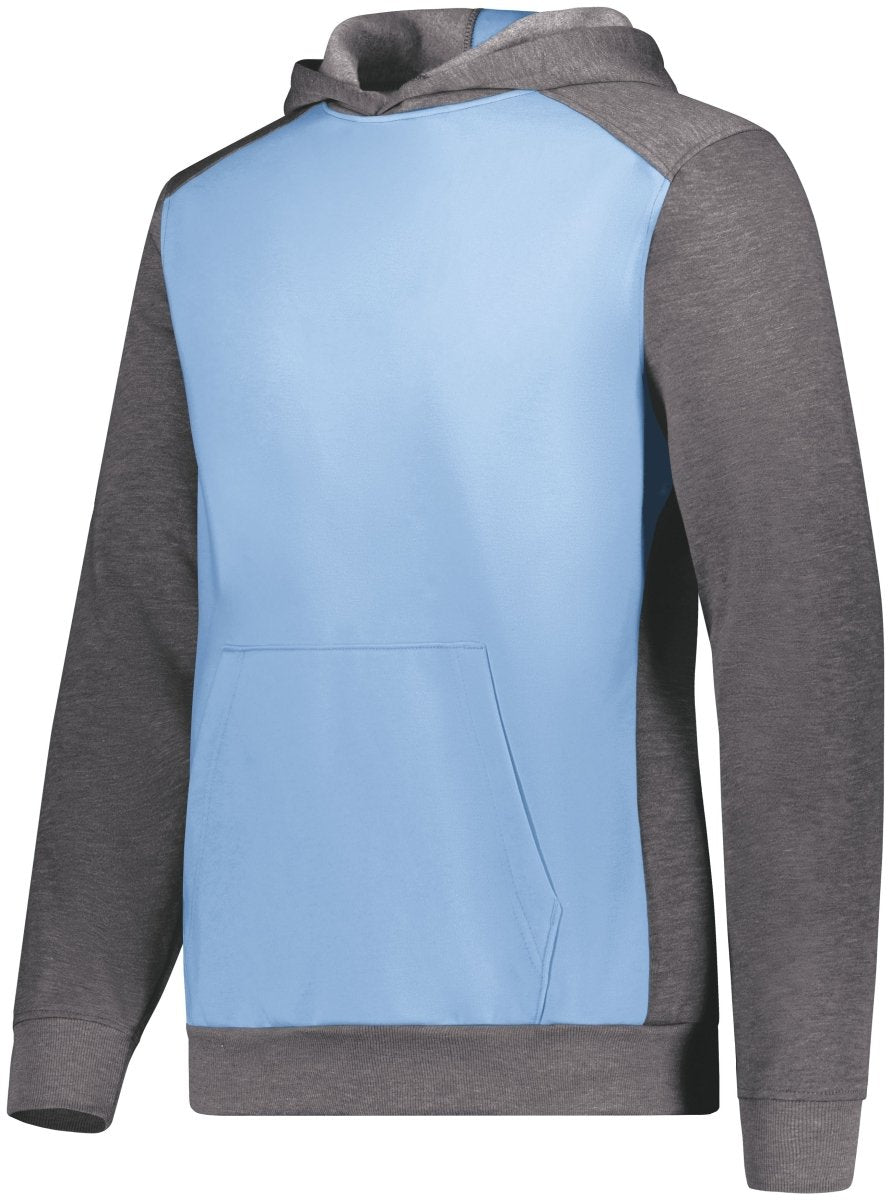 Augusta Sportswear Youth Three - Season Fleece Pullover Hoodie 6866 COLUMBIA BLUE/CARBON HEATHER M