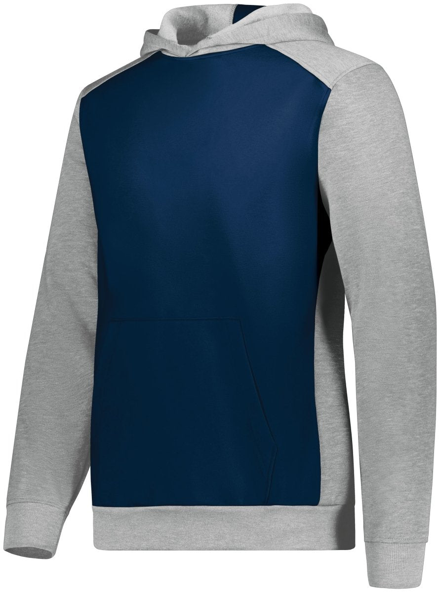 Augusta Sportswear Youth Three - Season Fleece Pullover Hoodie 6866 NAVY/GREY HEATHER XL