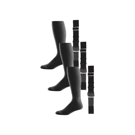 Baseball Socks & Belt Combo Set Bulk Packs of 3, 6, or 12 3 Black