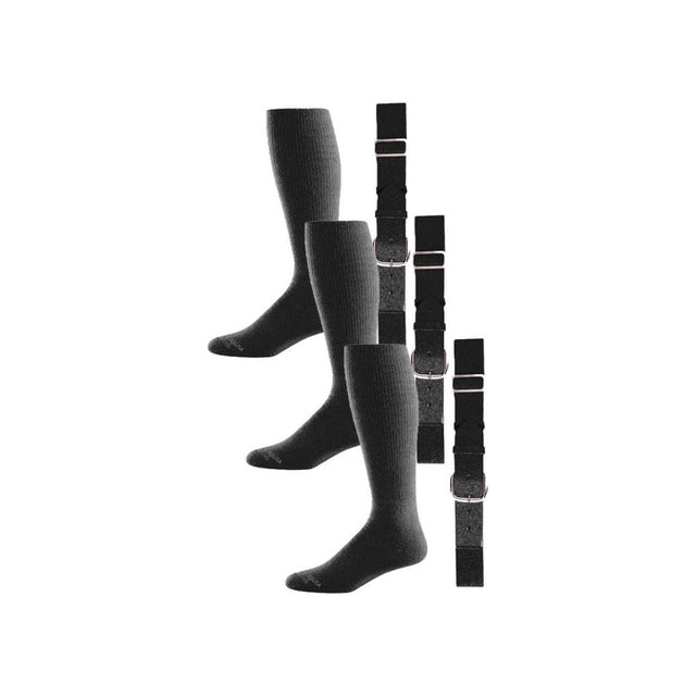 Baseball Socks & Belt Combo Set Bulk Packs of 3, 6, or 12 3 Black