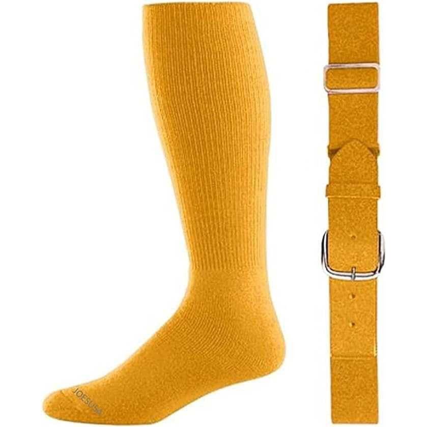 Baseball Socks & Belt Combo Set Bulk Packs of 3, 6, or 12 3 Gold
