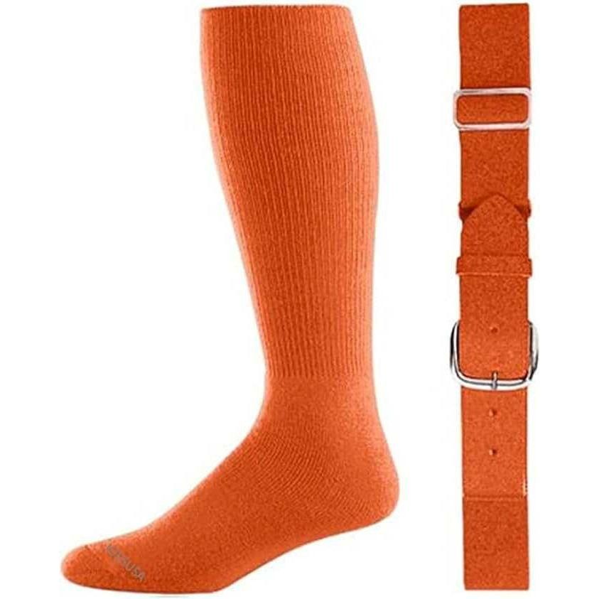 Baseball Socks & Belt Combo Set Bulk Packs of 3, 6, or 12 3 Orange
