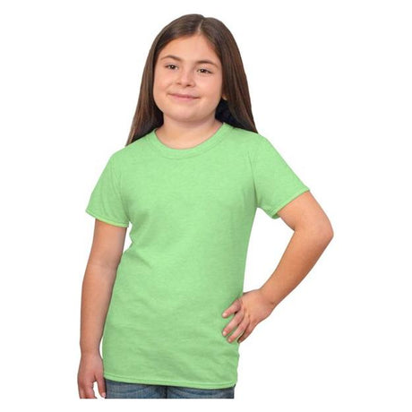 Bayside Girls' Princess T-Shirt - Bayside 37100 Heather Blondie Blue XS Short Sleeve T-Shirts