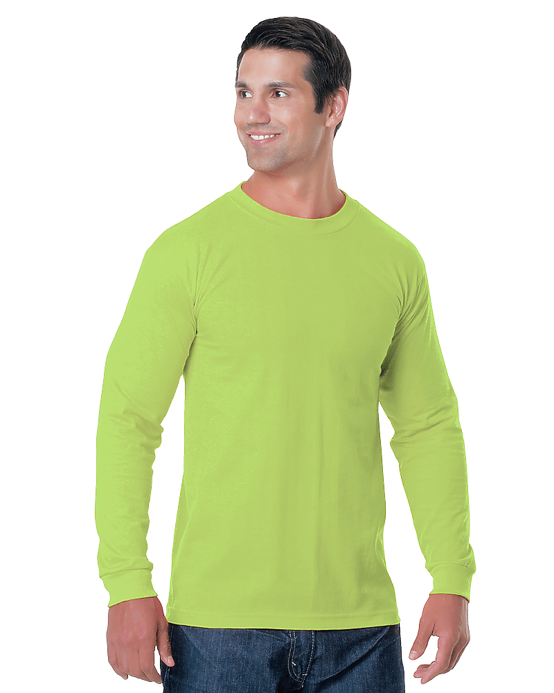Bayside Men's USA - Made 50/50 Long Sleeve T-Shirt - Bayside 1715 Safety Green S Long Sleeve T-Shirts