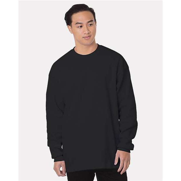 Bayside Men's USA - Made Heavyweight Waffle Knit Thermal - Bayside 8205 Black S