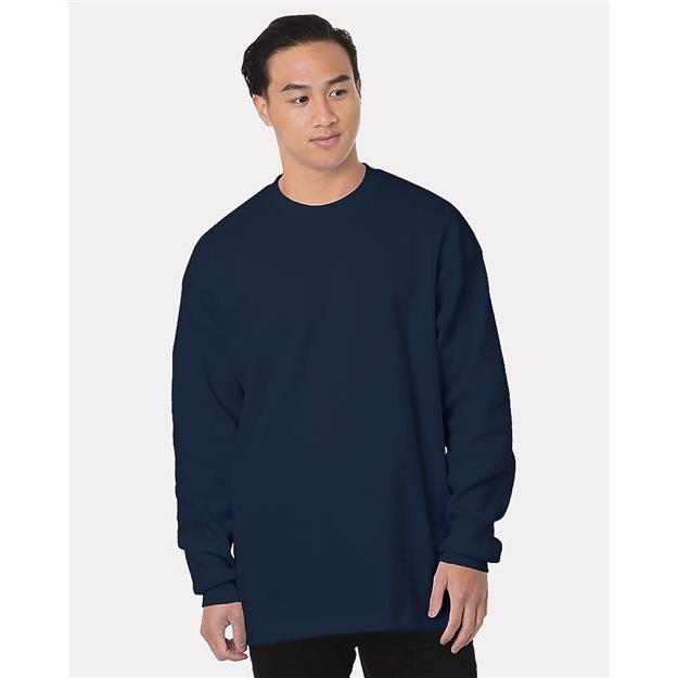 Bayside Men's USA - Made Heavyweight Waffle Knit Thermal - Bayside 8205 Black S