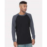 Bayside Men's USA - Made Heavyweight Waffle Knit Thermal Raglan T-Shirt - Bayside 8211 Black/ Dark Grey S Short Sleeve T-Shirts