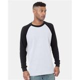 Bayside Men's USA - Made Heavyweight Waffle Knit Thermal Raglan T-Shirt - Bayside 8211 Black/ Dark Grey S Short Sleeve T-Shirts