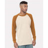 Bayside Men's USA - Made Heavyweight Waffle Knit Thermal Raglan T-Shirt - Bayside 8211 Cream/ Caramel Brown S Short Sleeve T-Shirts