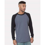 Bayside Men's USA - Made Heavyweight Waffle Knit Thermal Raglan T-Shirt - Bayside 8211 Dark Grey/ Black S Short Sleeve T-Shirts