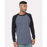 Bayside Men's USA - Made Heavyweight Waffle Knit Thermal Raglan T-Shirt - Bayside 8211 Dark Grey/ Black S Short Sleeve T-Shirts