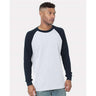 Bayside Men's USA - Made Heavyweight Waffle Knit Thermal Raglan T-Shirt - Bayside 8211 White/ Navy S Short Sleeve T-Shirts