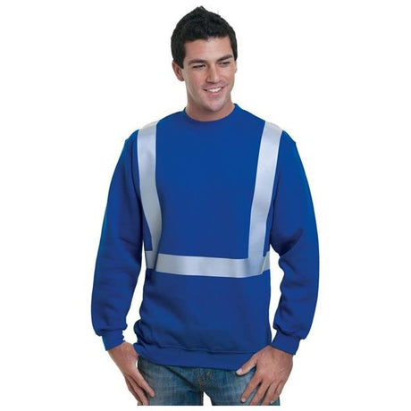 Bayside Men's USA - Made Hi - Visibility Crewneck Sweatshirt - Ash - Bayside 3792 Ash S Crewneck Sweatshirts