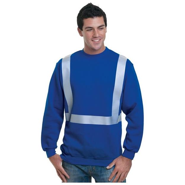 Bayside Men's USA - Made Hi - Visibility Crewneck Sweatshirt - Ash - Bayside 3792 Ash S Crewneck Sweatshirts
