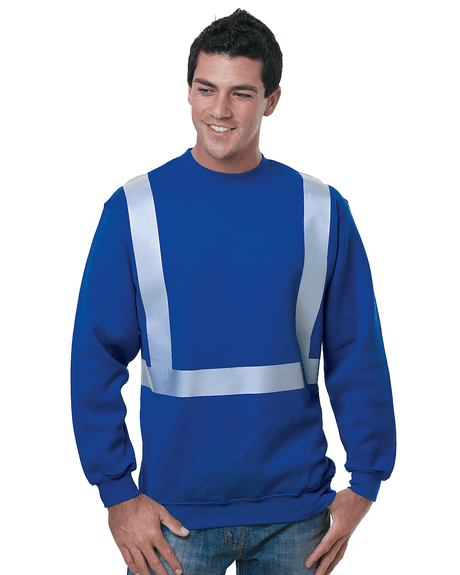Bayside Men's USA - Made Hi - Visibility Crewneck Sweatshirt - Royal Blue - Bayside 3792 Royal Blue S Crewneck Sweatshirts