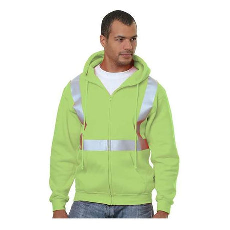 Bayside Men's USA - Made Hi - Visibility Full - Zip Hooded Sweatshirt - Bayside 3790 Lime Green S Zip Hoodies
