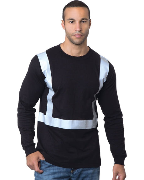 Bayside Men's USA - Made Hi - Visibility Long Sleeve T-Shirt - Black - Bayside 3761 Black S Long Sleeve T-Shirts