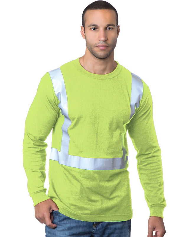 Bayside Men's USA - Made Hi - Visibility Long Sleeve T-Shirt - Lime Green - Bayside 3761 Lime Green S Long Sleeve T-Shirts