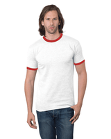 Bayside Men's USA - Made Ringer T-Shirt - Bayside 1800 White/ Red S Short Sleeve T-Shirts