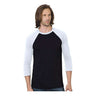 Bayside Unisex Triblend Three - Quarter Sleeve Raglan T-Shirt - Bayside 9525 Black/ White XS Short Sleeve T-Shirts
