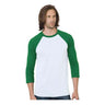 Bayside Unisex Triblend Three - Quarter Sleeve Raglan T-Shirt - Bayside 9525 White/ Kelly XS Short Sleeve T-Shirts