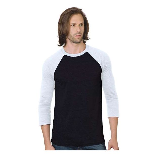 Bayside Unisex Triblend Three - Quarter Sleeve Raglan T-Shirt - Bayside 9525 White/ Royal XS Short Sleeve T-Shirts