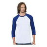 Bayside Unisex Triblend Three - Quarter Sleeve Raglan T-Shirt - Bayside 9525 White/ Royal XS Short Sleeve T-Shirts