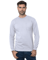 Bayside Unisex Union - Made Long Sleeve Pocket T-Shirt - Bayside 3055 Ash S Long Sleeve T-Shirts