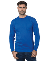 Bayside Unisex Union - Made Long Sleeve Pocket T-Shirt - Bayside 3055 Royal Blue S Long Sleeve T-Shirts