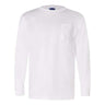 Bayside Unisex Union - Made Long Sleeve Pocket T-Shirt - Bayside 3055 White S Long Sleeve T-Shirts