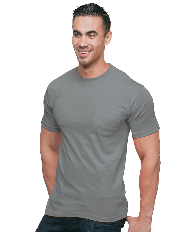 Bayside Unisex Union - Made Pocket T-Shirt - Bayside 3015 Dark Ash S Short Sleeve T-Shirts