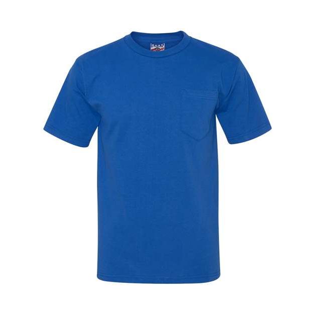 Bayside Unisex Union - Made Pocket T-Shirt - Bayside 3015 Royal Blue S Short Sleeve T-Shirts